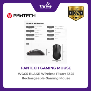 WGC5 BLAKE Wireless Pixart 3325 Rechargeable Gaming Mouse