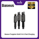 Load image into Gallery viewer, Baseus Tungsten Gold 3-in-1 Fast Charging Data Cable USB-A to M+L+C 3.5A 1.5m