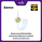 Load image into Gallery viewer, Baseus Leo Retractable Charging Cable 3-in-1 USB-A to M+L+C 3.5A 1.1m