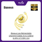 Load image into Gallery viewer, Baseus Leo Retractable Charging Cable 3-in-1 USB-A to M+L+C 3.5A 1.1m