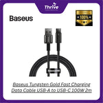 Load image into Gallery viewer, Baseus Tungsten Gold Fast Charging Data Cable USB-A to USB-C 100W 2m