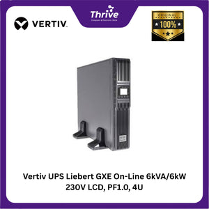 Vertiv UPS Liebert GXE On-Line 6kVA/6kW 230V LCD, PF1.0, 4U, Extended Run, Rack/Tower, Rail Kit Bundled GXE3-6000IRT4UXL