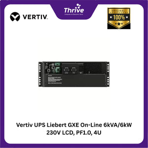 Vertiv UPS Liebert GXE On-Line 6kVA/6kW 230V LCD, PF1.0, 4U, Extended Run, Rack/Tower, Rail Kit Bundled GXE3-6000IRT4UXL