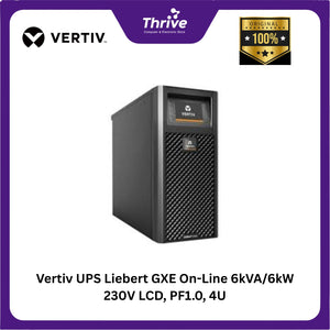 Vertiv UPS Liebert GXE On-Line 6kVA/6kW 230V LCD, PF1.0, 4U, Extended Run, Rack/Tower, Rail Kit Bundled GXE3-6000IRT4UXL