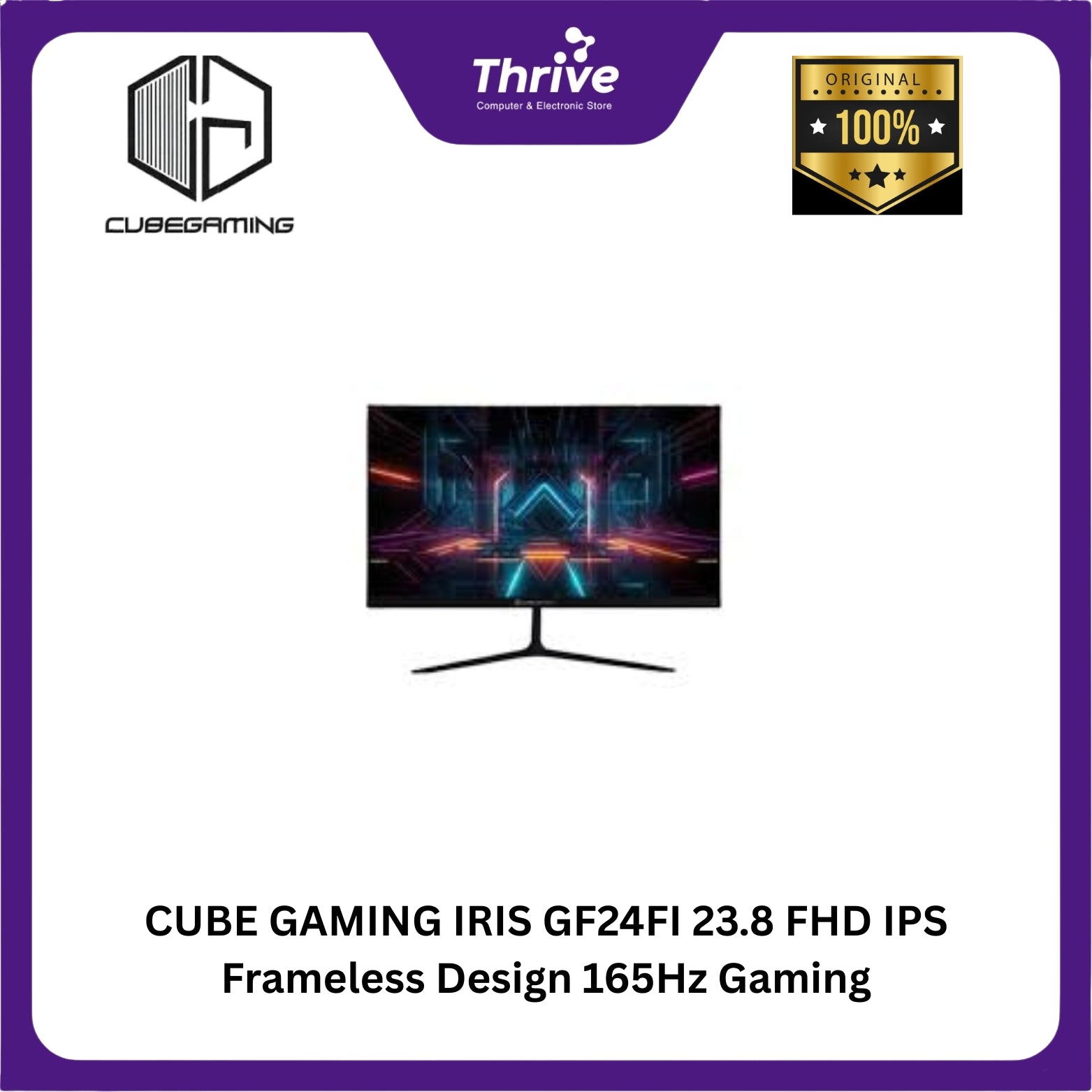CUBE GAMING IRIS GF24FI 23.8 FHD IPS Frameless Design 165Hz Gaming Mon ...