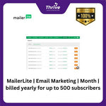 Load image into Gallery viewer, MailerLite | Email Marketing | Month | billed yearly for up to 500 subscribers