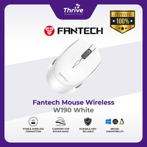 Wireless Bluetooth Mouse W190 Dual Mode Free Baterai (White) - Fantech