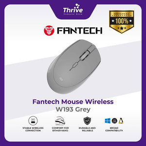 Wireless Bluetooth Mouse W193 Dual Mode Free Baterai (Grey) - Fantech