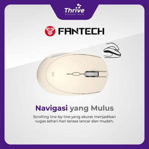 Wireless Bluetooth Mouse W193 Dual Mode Free Baterai (Beige) - Fantech