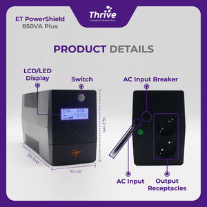 ET PowerShield 850VA Plus - UPS with LCD Status Monitor