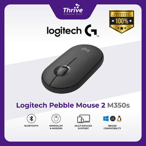 Logitech Pebble 2 M350s Mouse (Tonal Graphite) - Mouse Wireless Bluetooth Slim Silent