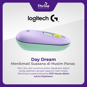 Logitech POP MOUSE (Daydream Mint) - Mouse Wireless Bluetooth Silent Emoji Keys Aesthetic Colour