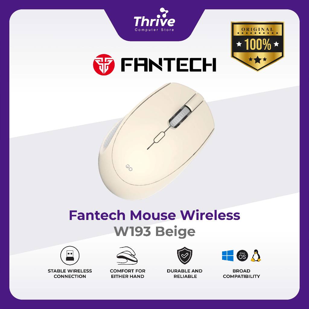 Wireless Bluetooth Mouse W193 Dual Mode Free Baterai (Beige) - Fantech ...