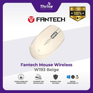 Wireless Bluetooth Mouse W193 Dual Mode Free Baterai (Beige) - Fantech