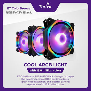 ET ColorBreeze RGB5V-12V Black - PC Cooling Fan RGB for Gaming