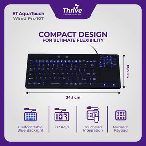 ET AquaTouch Wired Pro 107 - Waterproof Industrial Keyboard