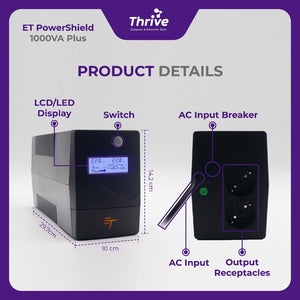 ET PowerShield 1000VA Plus - UPS with LCD Status Monitor