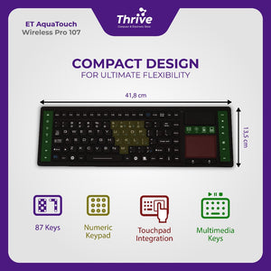 ET AquaTouch Wireless Pro 107 - Waterproof Industrial Keyboard