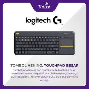 Keyboard Logitech K400 Plus - Logitech K400 Plus Keyboard Wireless dengan Touchpad