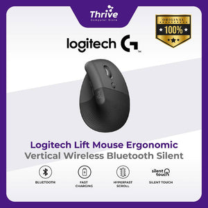 Logitech LIFT Mouse - Ergonomic Vertical Wireless Bluetooth Silent Mouse (Graphite)