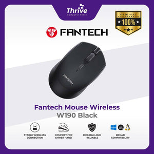 Wireless Bluetooth Mouse W190 Dual Mode Free Baterai (Black) - Fantech