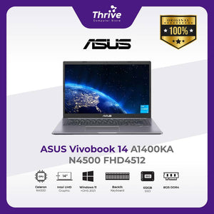 ASUS VIVOBOOK 14 A1400KA N4500 8GB 512GB W11+OHS 14.0FHD BLIT BLK -FHD4512