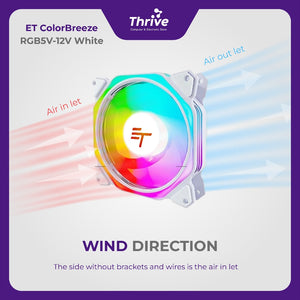 ET ColorBreeze RGB5V-12V White - PC Cooling Fan RGB for Gaming