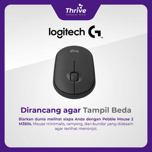 Logitech Pebble 2 M350s Mouse (Tonal Graphite) - Mouse Wireless Bluetooth Slim Silent