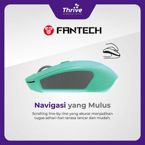 Wireless Bluetooth Mouse W190 Dual Mode Free Baterai (Mint) - Fantech