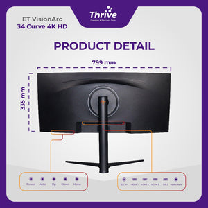 ET VisionArc 34 Curve 4K HD - Curved Monitor 34 Inch for Gaming and Work