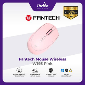 Wireless Bluetooth Mouse W193 Dual Mode Free Baterai (Pink) - Fantech