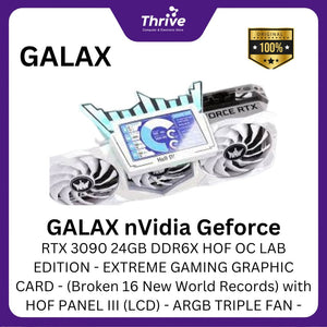 GALAX nVidia Geforce RTX 3090 24GB DDR6X HOF OC LAB EDITION - EXTREME GAMING GRAPHIC CARD - (Broken 16 New World Records) with HOF PANEL III (LCD) - ARGB TRIPLE FAN -