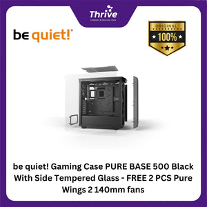 be quiet! Gaming Case PURE BASE 500 Black With Side Tempered Glass - FREE 2 PCS Pure Wings 2 140mm fans