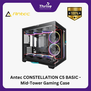 Antec CONSTELLATION C5 BLACK ARGB - Mid-Tower Gaming Case - Stylish Front Panel - Dual Chamber Design - 4mm Tempered Glass Side Panel - Type-C 3.2 Gen 2 Ready - Free 6Pcs 120mm PWM AR