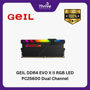 GEIL DDR4 EVO X II RGB LED PC25600 Dual Channel 16GB (2x8GB) 16-18-18-36 GAEXSY416GB3200C16BDC - Gray Heat-Spreader (Support AMD & INTEL)