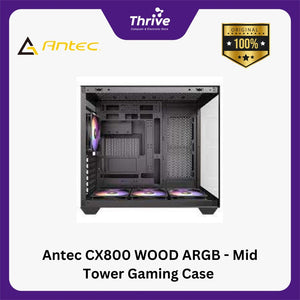 Antec CX800 WOOD ARGB - Mid Tower Gaming Case - Dual Chamber Design - 4mm Tempered Glass with Exotic WOOD - Type C Ready - Free 3Pcs 120mm ARGB Fans Reverse + 1Pcs 120mm ARGB Fan