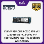 Load image into Gallery viewer, KLEVV SSD CRAS C720 1TB M.2 2280 NVMe PCle Gen3 x4 - K01TBM2SP0-C72 - R3400MB/s W3100MB/s
