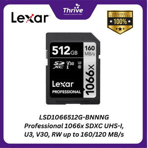 LSD1066512G-BNNNG Professional 1066x SDXC UHS-I, U3, V30, RW up to 160/120 MB/s