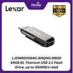 Load image into Gallery viewer, LJDM900064G-BNQNG M900 64GB BL Titanium USB 3.1 Flash Drive, up to 300MB/s read
