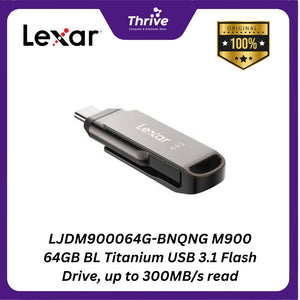 LJDM900064G-BNQNG M900 64GB BL Titanium USB 3.1 Flash Drive, up to 300MB/s read