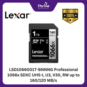 LSD1066001T-BNNNG Professional 1066x SDXC UHS-I, U3, V30, RW up to 160/120 MB/s.