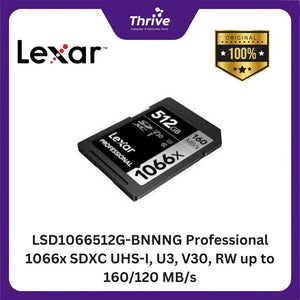 LSD1066512G-BNNNG Professional 1066x SDXC UHS-I, U3, V30, RW up to 160/120 MB/s.