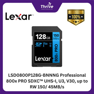 LSD0800P128G-BNNNG Professional 800x PRO SDXC™ UHS-I, U3, V30, up to RW 150/ 45MB/s.