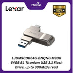 Load image into Gallery viewer, LJDM900064G-BNQNG M900 64GB BL Titanium USB 3.1 Flash Drive, up to 300MB/s read
