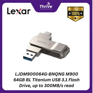 LJDM900064G-BNQNG M900 64GB BL Titanium USB 3.1 Flash Drive, up to 300MB/s read