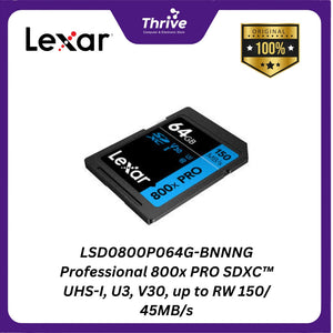 LSD0800P064G-BNNNG Professional 800x PRO SDXC™ UHS-I, U3, V30, up to RW 150/ 45MB/s