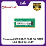 Load image into Gallery viewer, Transcend 32GB DDR5 5600 SO-DIMM 1Rx8 2Gx8 CL46 1.1V
