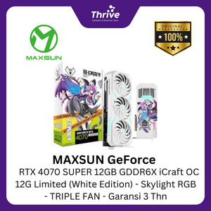 MAXSUN GeForce RTX 4070 SUPER 12GB GDDR6X iCraft OC 12G Limited (White Edition) - Skylight RGB - TRIPLE FAN - Garansi 3 Thn