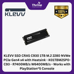 Load image into Gallery viewer, KLEVV SSD CRAS C930 1TB M.2 2280 NVMe PCle Gen4 x4 with Heatsink - K01TBM2SP0-C93 - R7400MB/s W6400MB/s - Works with PlayStation®5 Console

