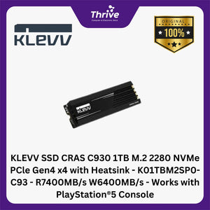 KLEVV SSD CRAS C930 1TB M.2 2280 NVMe PCle Gen4 x4 with Heatsink - K01TBM2SP0-C93 - R7400MB/s W6400MB/s - Works with PlayStation®5 Console